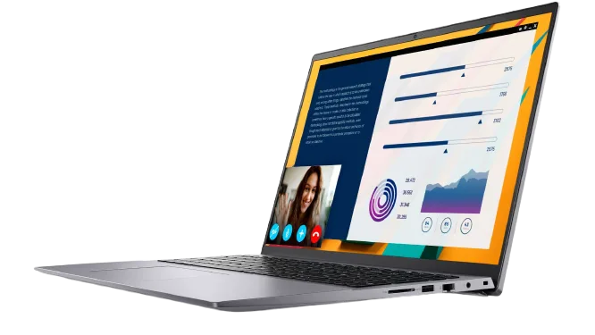 لابتوب Dell Vostro 5620 مقاس 16 بوصة، معالج Intel Core i7-1260P، رام 16GB، SSD NVMe سعة 256GB، ونظام Windows 11 Pro.