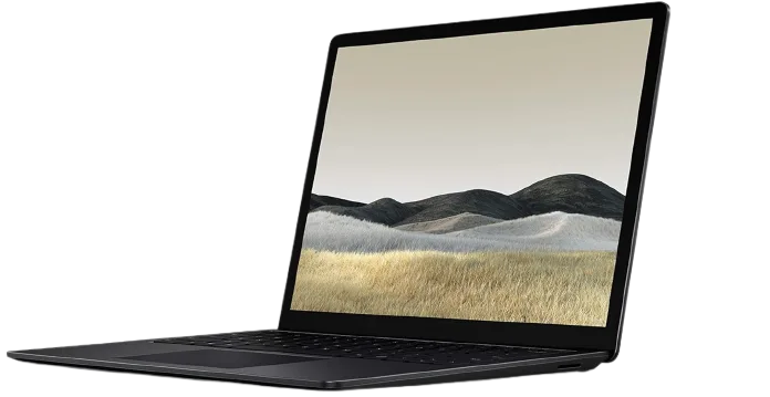 لابتوب مايكروسوفت Surface Laptop 3 مقاس 13.5 بوصة، معالج Intel Core i5-1035G7 بسرعة 1.20GHz، ذاكرة 8GB RAM، تخزين 256GB SSD، لون أسود.