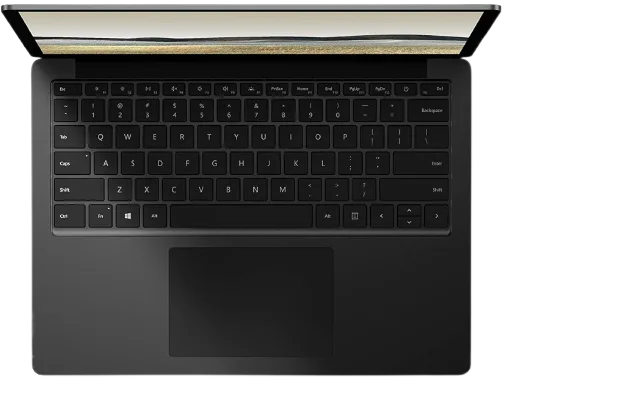 لابتوب مايكروسوفت Surface Laptop 3 مقاس 13.5 بوصة، معالج Intel Core i5-1035G7 بسرعة 1.20GHz، ذاكرة 8GB RAM، تخزين 256GB SSD، لون أسود.