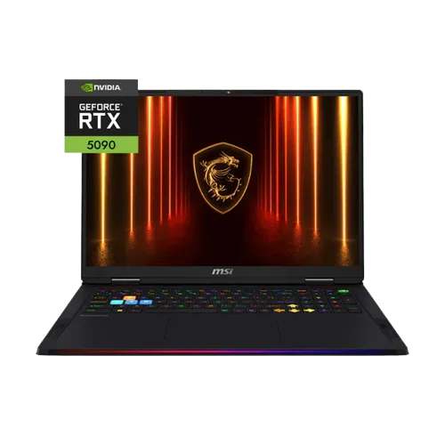 لابتوب MSI Raider A18 HX A9WIG-205AE، معالج AMD Ryzen 9 9955HX3D، ذاكرة RAM بسعة 64GB، قرص SSD بسعة 2TB، كرت شاشة NVIDIA GeForce RTX 5090 بسعة 24GB، شاشة 18 بوصة UHD+ (4K+) بمعدل تحديث 120Hz، اللون Core Black.
