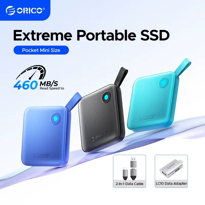 هارد خارجي SSD نوع اوريكو حجم 256 كيكا بايت سرعة النقل  460Mb/s 560Mb/s 