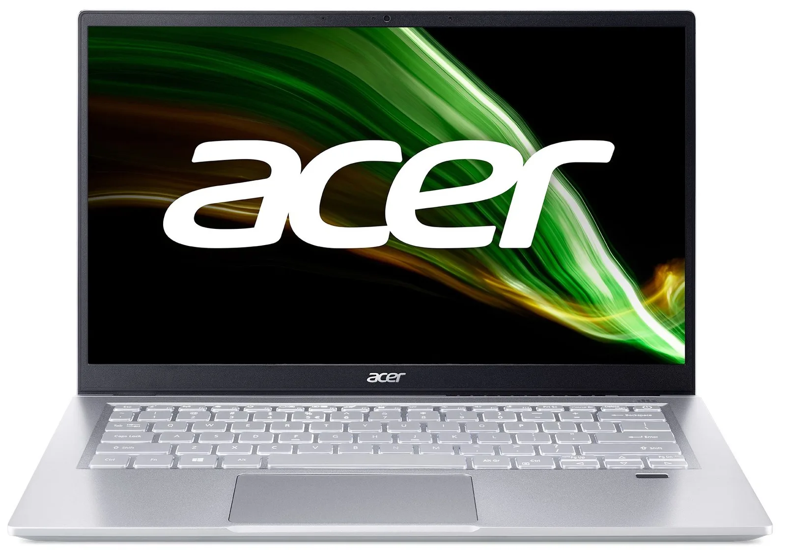 لابتوب Acer Swift 3 مقاس 14 بوصة بمعالج AMD Ryzen 7 5700U، ذاكرة RAM سعة 8GB، تخزين SSD سعة 512GB، وشاشة IPS بدقة Full HD ‏(1920×1080).